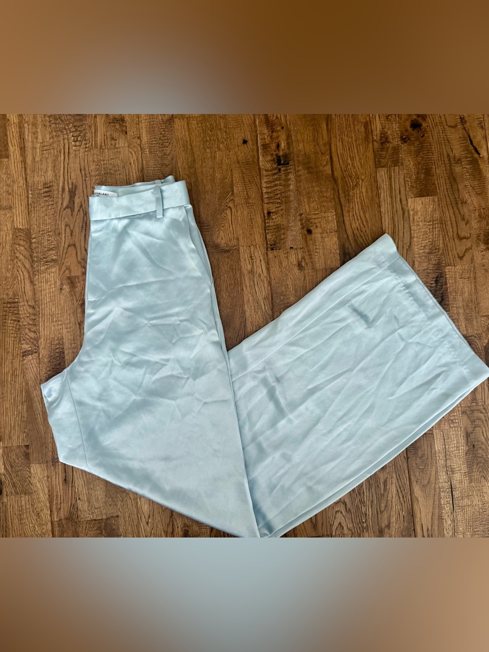 Nonchalant Label Esme Satin Pants Wide Leg Sky Blue Women's Size XS